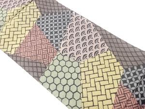 切り嵌め風古典柄模様織出し袋帯